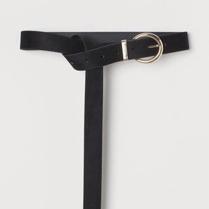 NWT H&M Black Extra Long Waist Faux Suede Belt in Size XXSmall